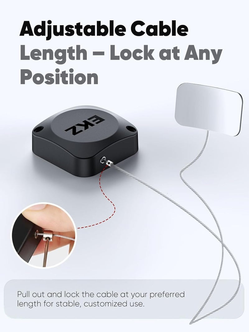 EKZ 8ft Retractable Remote Control Cable Tether Lock - Anti-Loss Security Lanyard with Adjustable Locking Leash Length Clasp for Game Controllers, Tablets, Home, Office, Showroom – 4 Pack - Image 3